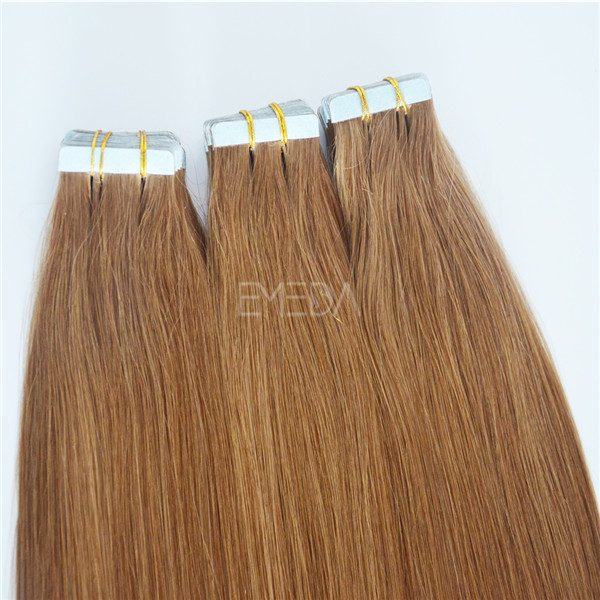 Brown color double drawn tape in beauty works hair extensions YJ103